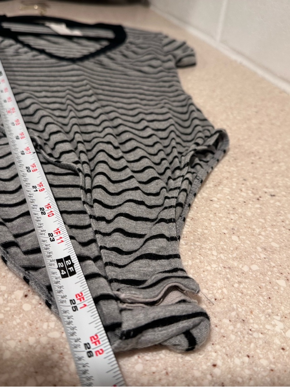 Free People "Me Oh My" V-neck Grey & Black Striped V-Neck Bodysuit XS EUC - Picture 13 of 16